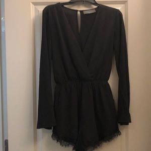 Deep V Black Romper